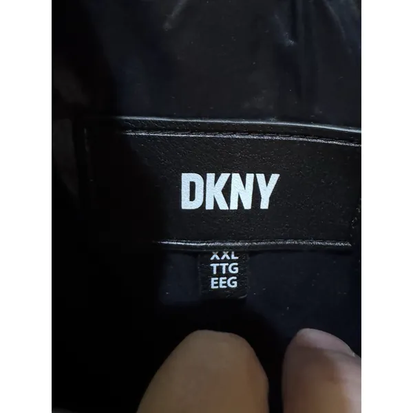 DKNY Women's Bibbed Hooded Puffer Coat Black Size XXL Long - Image 9