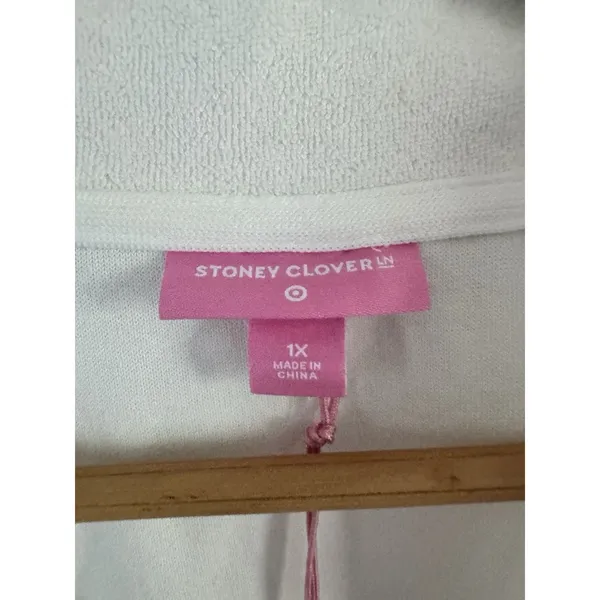 NWD Stoney Clover Target White Terry Pullover 1/2 Zip Sweatshirt Size 1X - Image 6