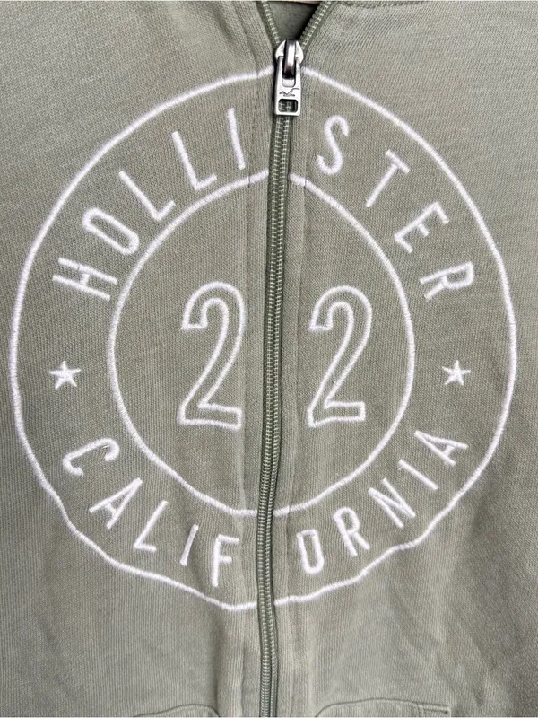 Y2K Hollister Zip Up Hoodie Sweatshirt Size Small Olive Sage Green Soft Comfy - Image 2