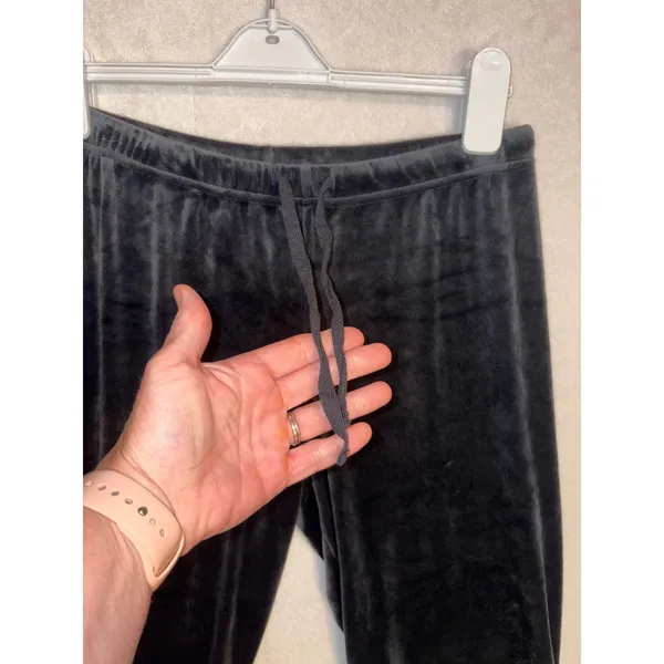 Juicy Couture Black Velour Joggers‎ Rhinestone Logo Y2K Sleepwear Pants Small - Image 2