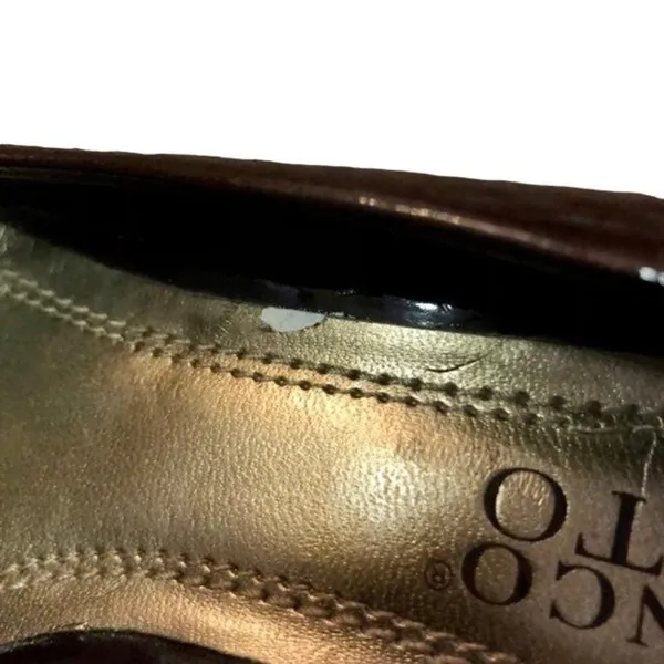 Franco Sarto Brown Patent Leather Pumps Womens 8 Used Classic - Image 9