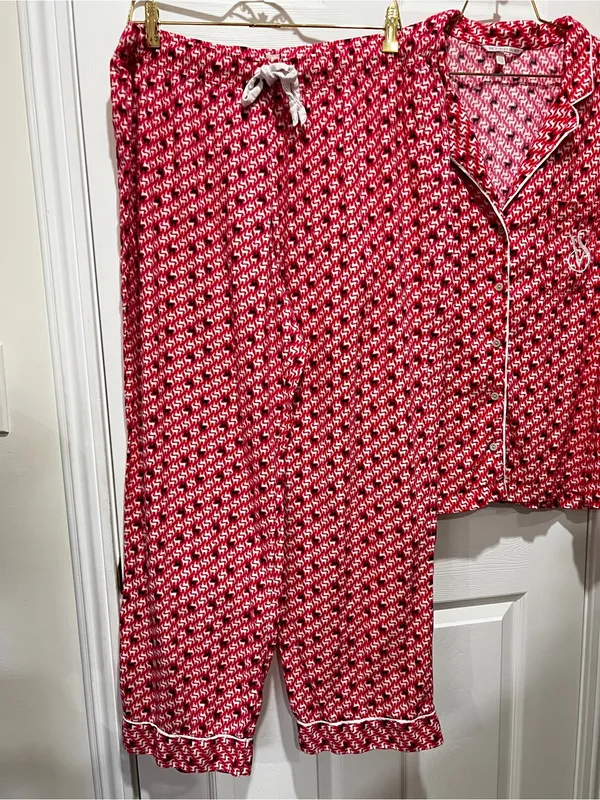 Victoria's Secret Flannel Reindeer Prints Pajama Set Size Large Red Black White - Image 2