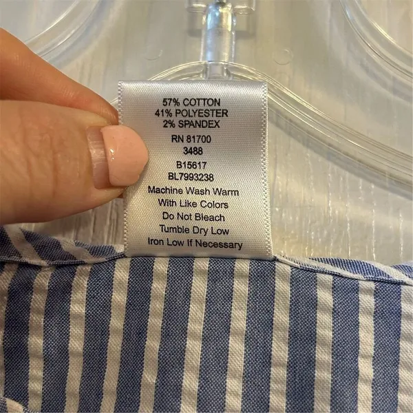 Blair Women's Striped‎ Tunic Top Blue/White V-Neck 3/4 Sleeve M - Image 8
