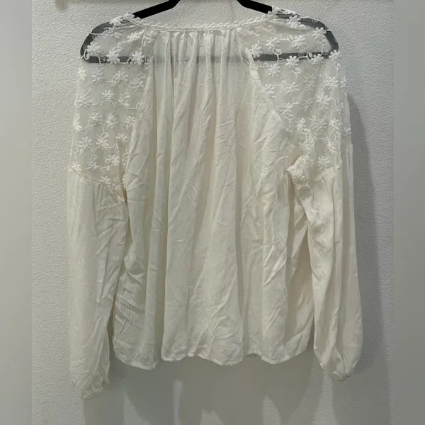Boho White Lace Sleeve Peasant Blouse – Women’s XL Flowy Romantic Top - Image 4