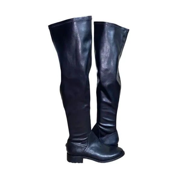 Sam Edelman Womens Remi Over The Knee Black Leather Lug Sole Grunge Boots Size 8 - Image 2