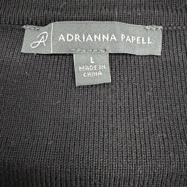 Adrianna Papell Black Pearl Rhinestone Bow Cardigan Sweater Gold Buttons Large - Image 3