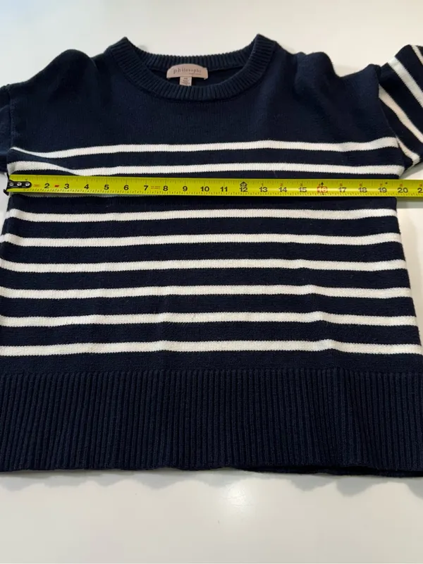 Philosophy Navy and White Striped Crewneck Sweater Size Medium - Image 4