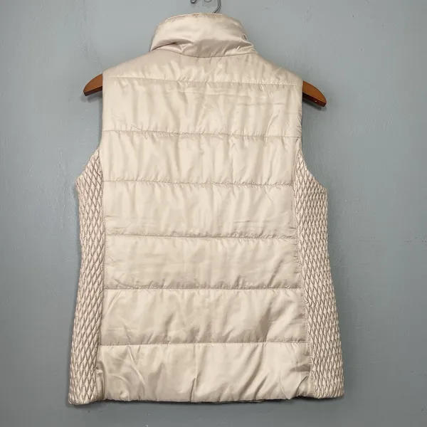 Quiet Luxury Vest Size Small Sleeveless Beige Quilted Gilet Minimalist Preppy - Image 4