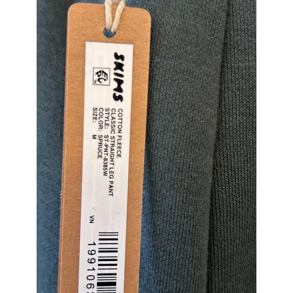 Skims Cotton Fleece Classic Straight Leg Sweatpants - Spruce, Size M NWT - Image 8