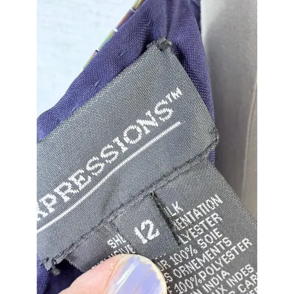Vintage Expressions Silk Sequin Mini Dress Iridescent Blue Party Dress 12‎ - Image 5