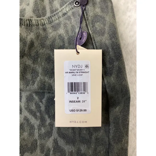 NYDJ Marilyn Straight Jeans 2 High Rise Vine Leaf Leopard Print MGWPMS8811 NWT - Image 6
