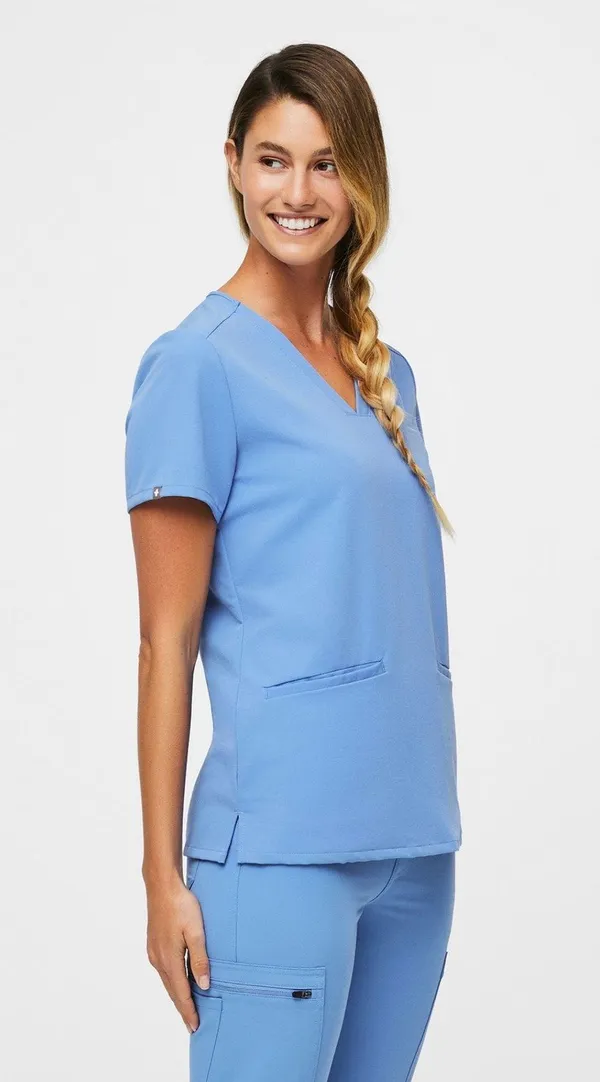 FIGS Casma Three-Pocket Scrub Top Ceil Blue - Image 3