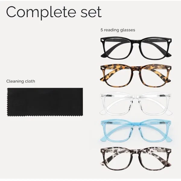5 Pair Set 1.5 Reading Glasses for Women Blue Light Readers, Cheaters - Image 8