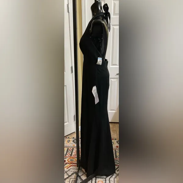 Dress the Population Camden Sleeveless Halter Plunging Gown – Black – Medium - Image 7