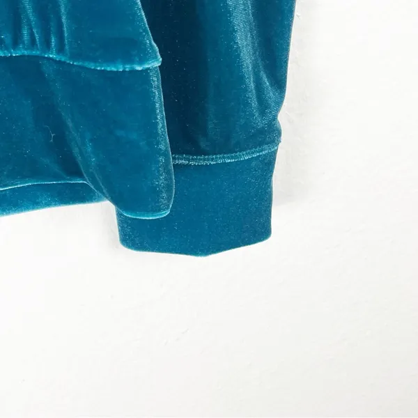 AERIE Teal Long Sleeves Cozy Soft Velvet Velour Top Size Medium Casual Neutral - Image 8