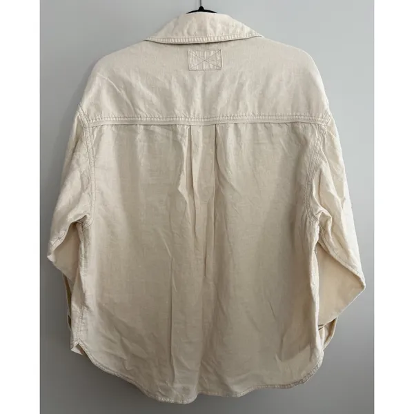 Free People We Are Free Made For Sun Linen Shirt Wet‎ Plaster Women's Size Small - Image 2