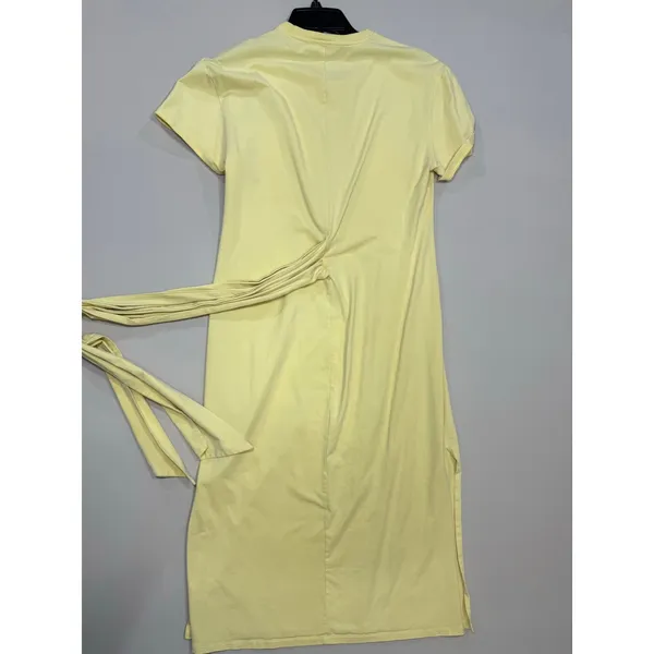 SIMKHAI Sara yellow tie waist T-Shirt Dress Large - Image 6