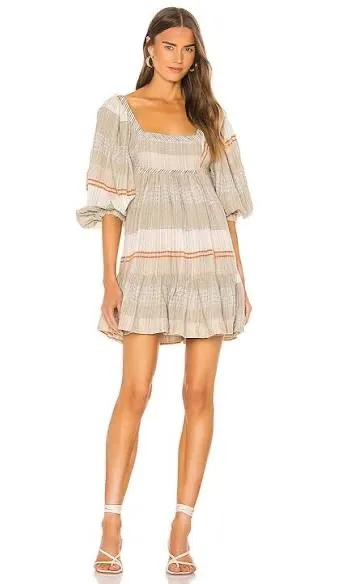 Free People | Small Cozy Striped Mini Dress In Ivory Combo Multi Color Back Tie - Image 6