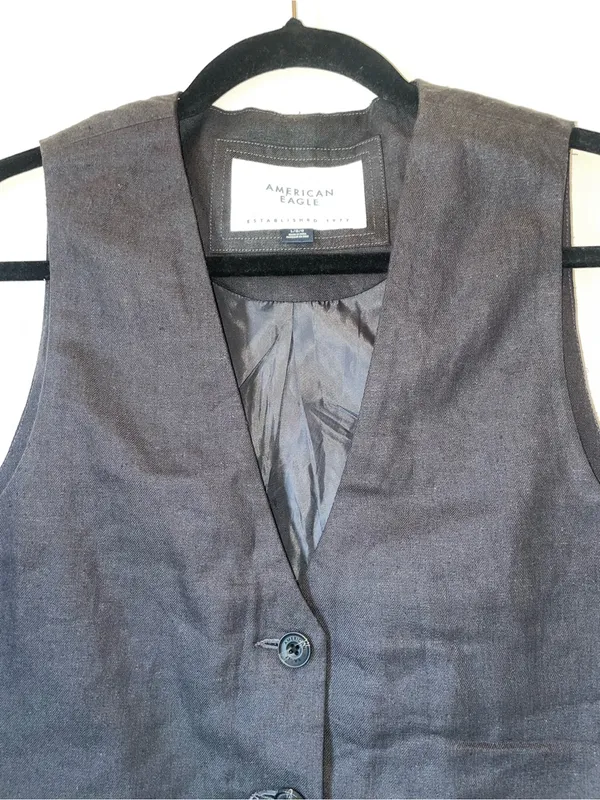 American Eagle Outfitters Gray Tailored Vest - Image 2
