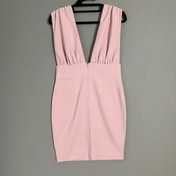 Miss Circle sz M pink plunge fitted mini party‎ dress - Image 6