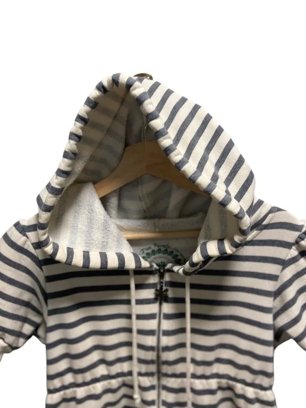 Free People Long Line Zip Up Jacket Cream Size M Athleisure Coastal Beach Cute - Image 10