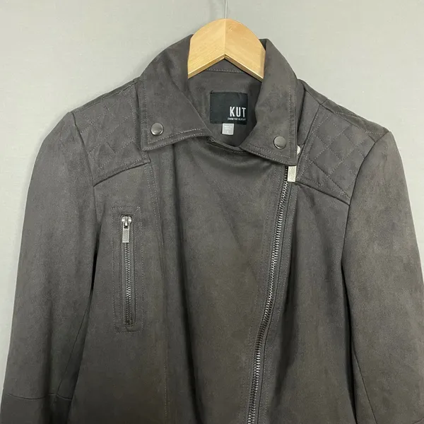 Kut from the Kloth Faux Suede Moto Jacket Women Size Zip-Up Motorcycle - Image 11
