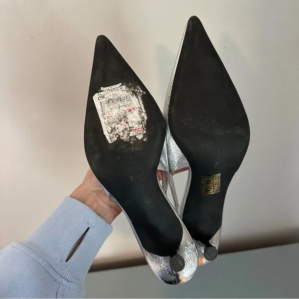 Jeffrey Campbell Persona Silver Slingback Kitten Heel 7 NEW - Image 3