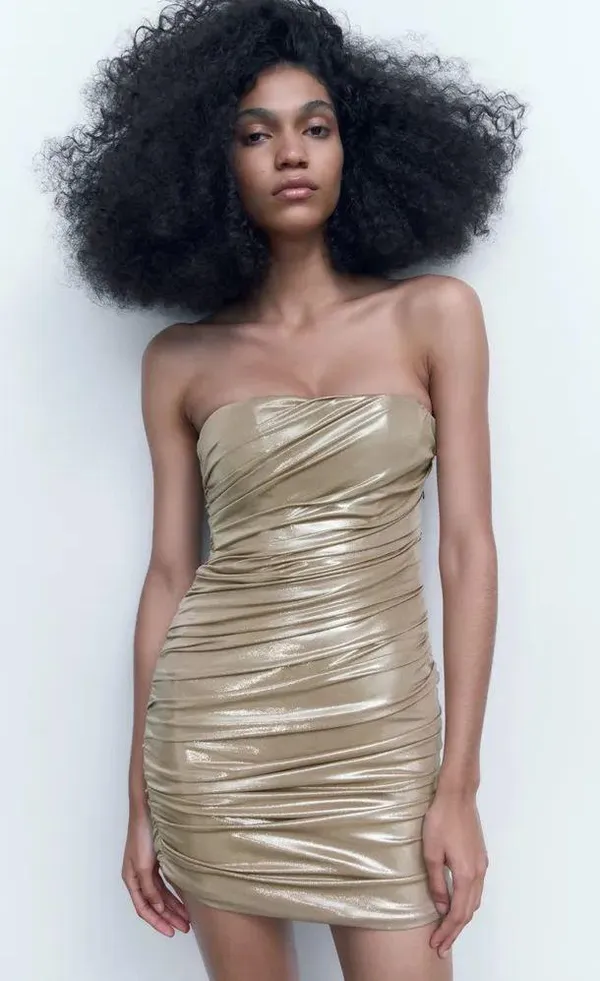 ZARA dress mini wrap sleeveless golden bodycon fitted party coctail wedding - Image 10