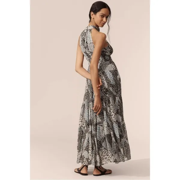 Anthropologie The Somerset Chiffon Maxi Dress in Black Floral Size XL NWT - Image 5
