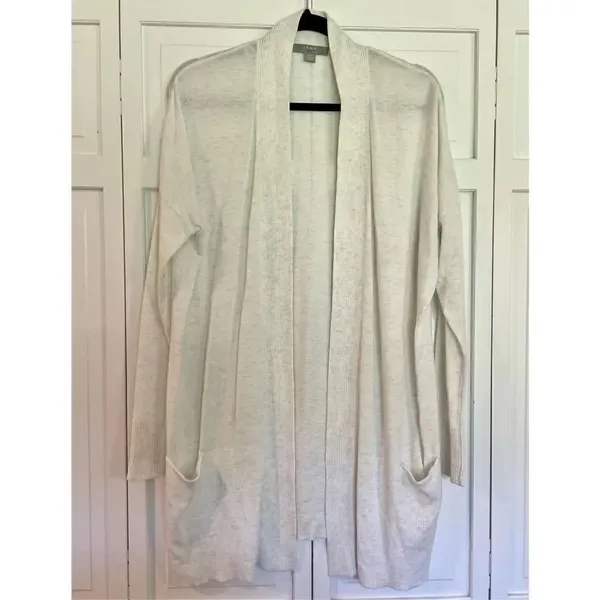 Jana ribbed oatmeal long open cardigan size m White Size M - Image 2