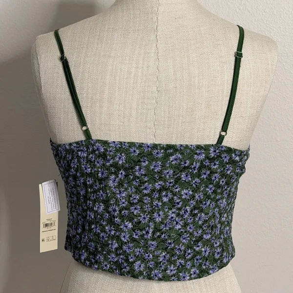 No Boundaries‎ Women Green Purple Floral Lace Camisole Ribbon Crop Top XL 16-18 - Image 2