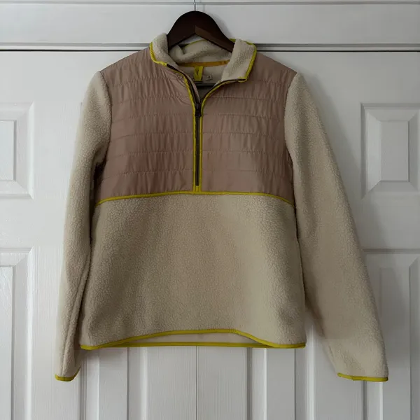 Faherty Sherpa Cobble Hill Quarter Zip Pullover Cream Small EUC‎ - Image 2