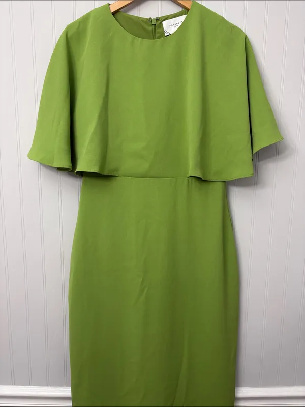Pomander Place Leah Pistachio Green Cape Sleeve Midi Dress Women Size 6 #B1700 - Image 3
