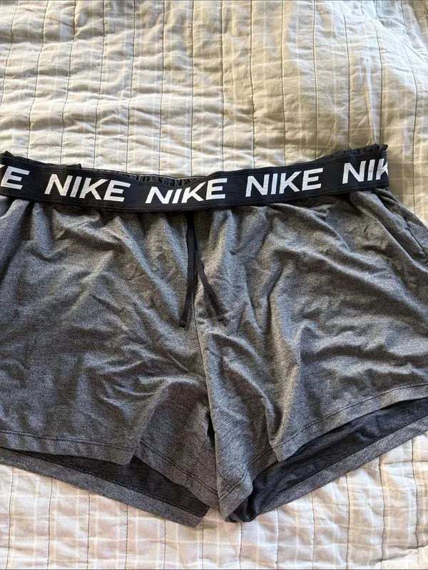 Nike Women's Charcoal Gray Athletic Shorts with Drawstring - Image 2