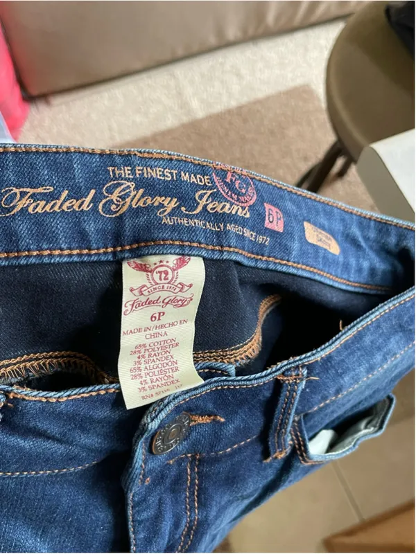 Women's Faded Glory Blue Skinny Jeans 6P with Orange Stitching - Image 3