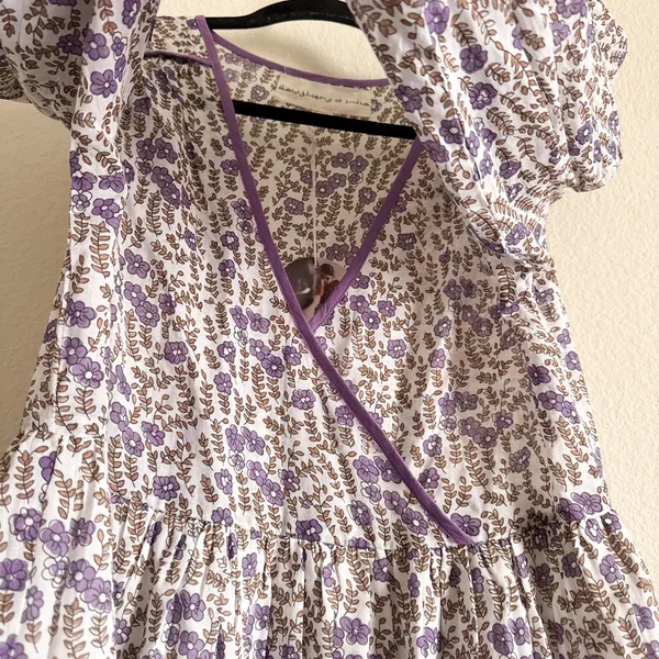 Daughters of India Binita Mini Dress Violet Floral Boho Cotton XS NWT - Image 8