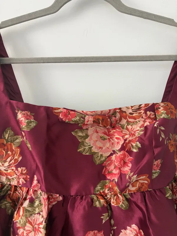 Lulu’s Unbelievably Lovely Red Floral Babydoll Empire Waist Mini Dress NWT XL - Image 5