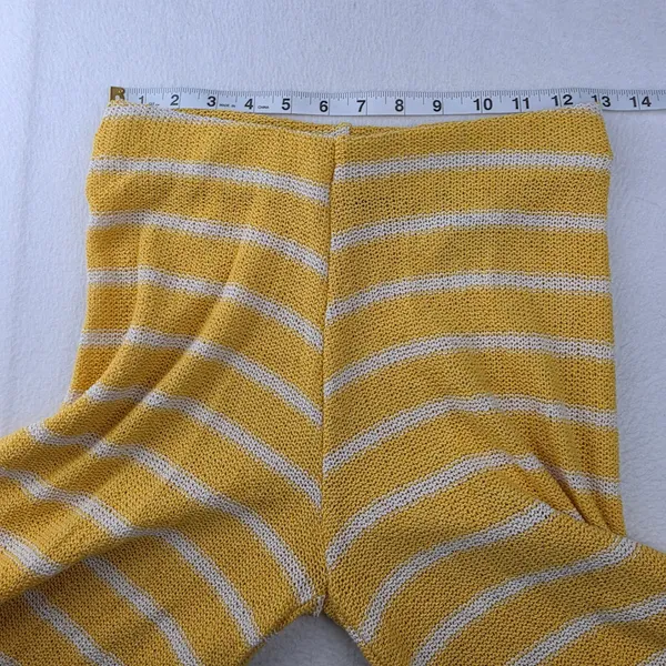 Zara Women Yellow White Striped Knit Wide Leg Pants High Rise Boho Summer Small - Image 6