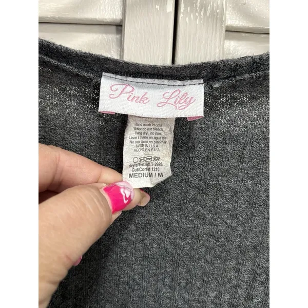 Pink Lily‎ Gray/Green Camo Thermal 3/4 Dolman Sleeve Top Size M Oversized - Image 2