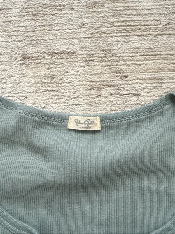 Brandy Melville Sage Green Cropped Button Top (One Size) - Image 4