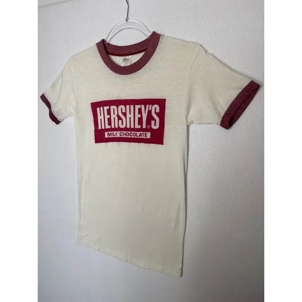 Vintage 90s Hershey’s Milk Chocolate Ringer Tee USA Made Slim Fit Small - Image 8