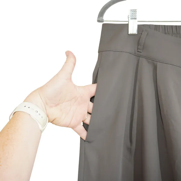 Halara Size Large Pants High Rise Waisted Wide Leg Pleated Trousers Taupe Gray - Image 5