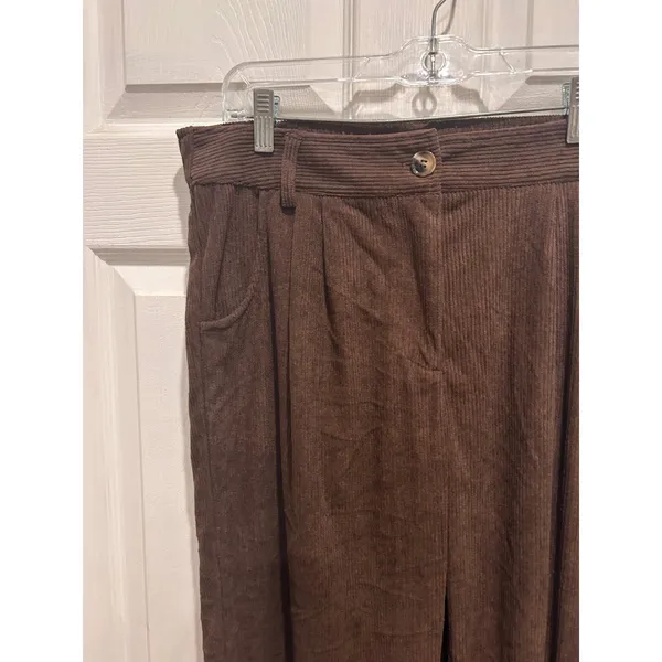 Halara Brown Corduroy Straight Leg Pants Petite Large High Rise Elastic Back - Image 2