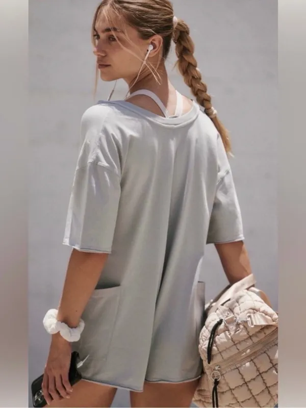 Free People FP Movement Hot Shot Tee Romper in Beach Fog XS - Image 4