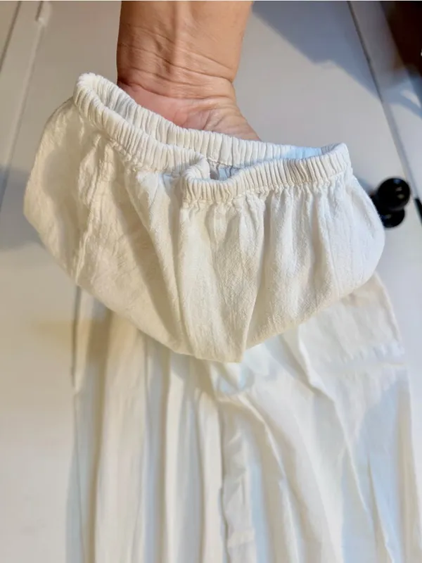 Blanco by Nature White Harem Balloon Pants L Smocked Boho Peru - Image 10