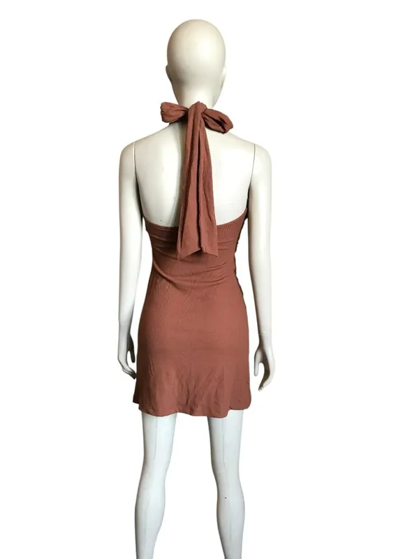 Princess Polly Brown Twist Neckline Mini Dress - Image 4