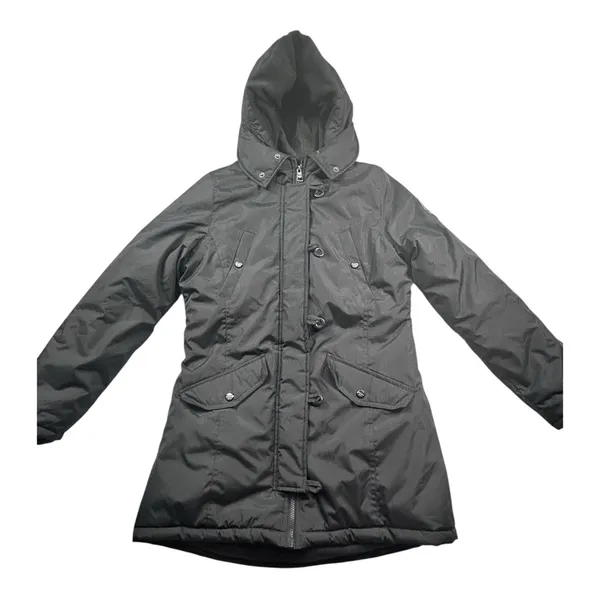 Madden Girl Black Hooded Winter Coat Jacket Faux Fur Trim Size S/P - Image 16