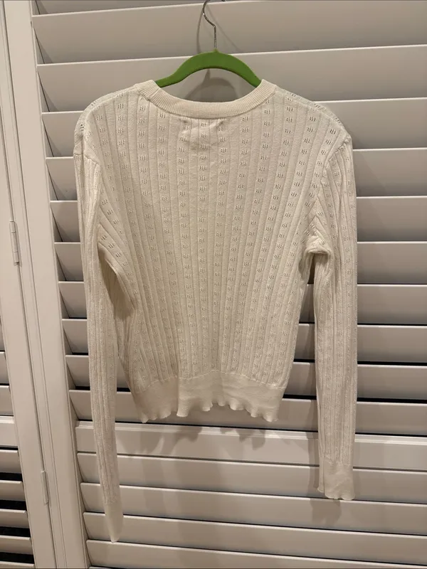 Spiritual Gangster Cream Ribbed Crewneck Sweater - Image 3