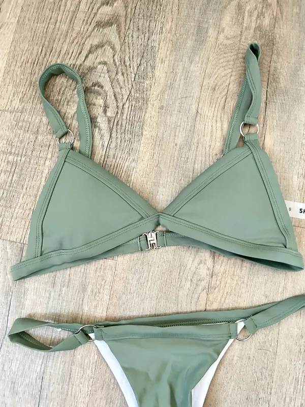 SheIn NEW  olive ring cheeky bikini set size S. - Image 2