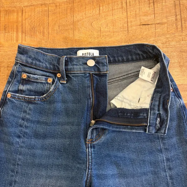 Pistola Eli Barrel Jeans 24 Augustus‎ Wash High Rise Arched Cropped Blue Denim - Image 8